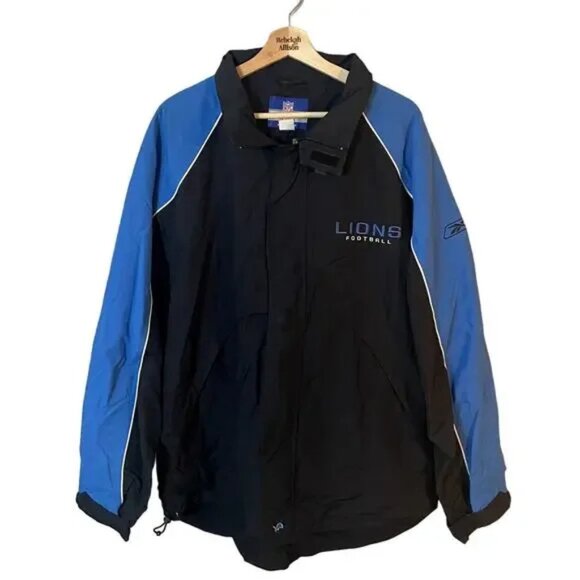 Vintage Other - VNTG Detroit Lions NFL X Reebok 90's Blue & Black Windbreaker Jacket Men's Large
